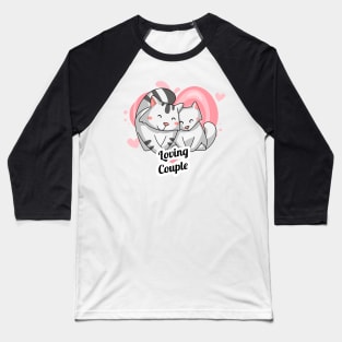 Loving Couple Cute Cat Couples Love Baseball T-Shirt